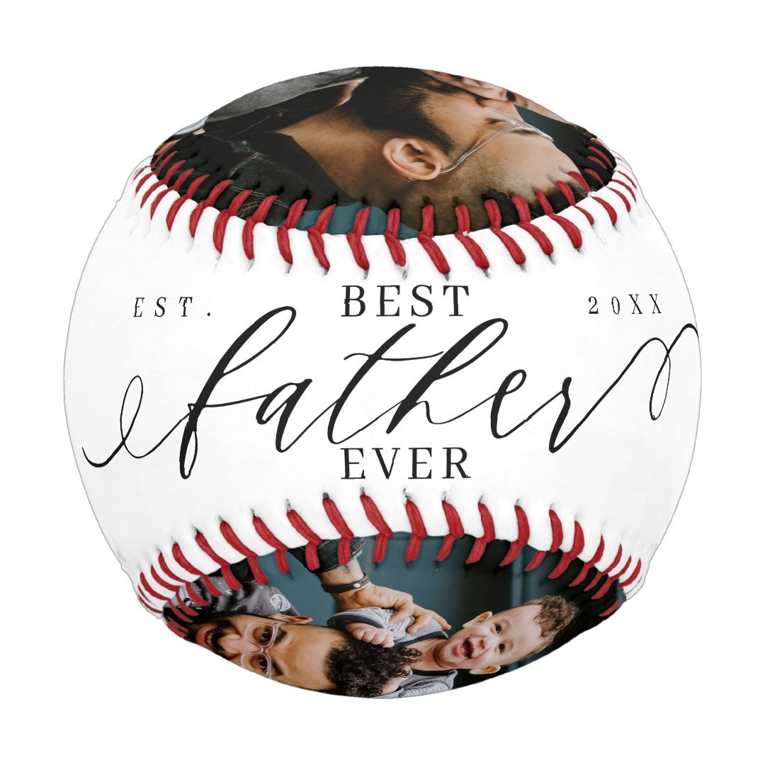 Best Father Ever Script Fathers Day Photo Collage Baseball And Softball