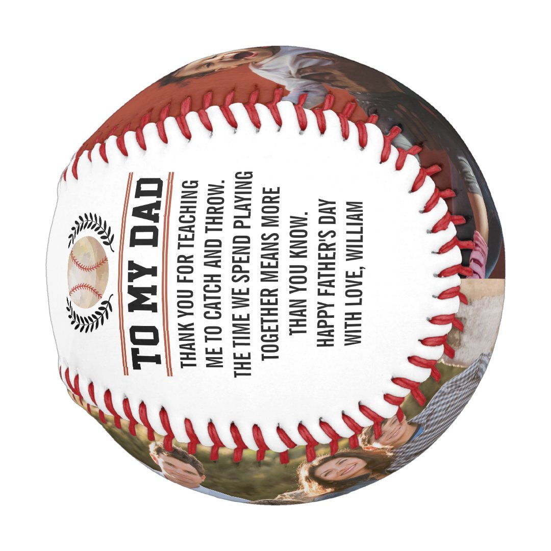 To My Dad Custom Message Photo Happy Father's Day Baseball And Softball