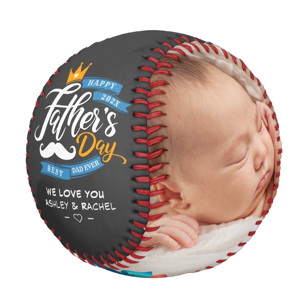 Happy Father's Day Navy Blue Typography Baseball And Softball