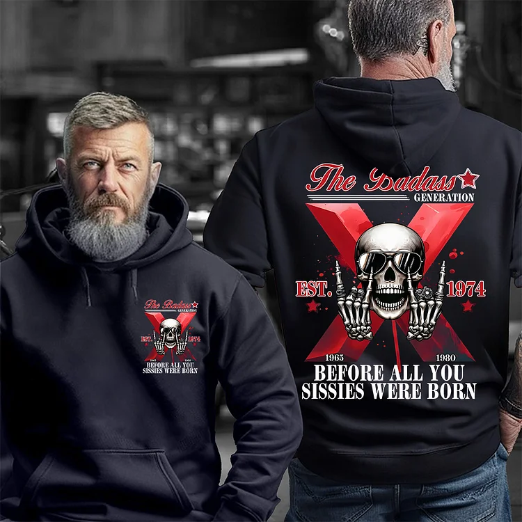 The Badass Generation X Skull Unisex T-shirt, Custom Est, Gen X 1965-1980 Fabric Fit Top Casual Fashion