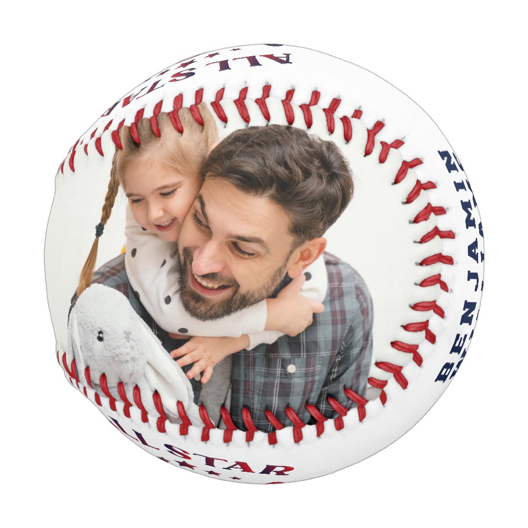 All Star Dad Photo Monogram Baseball
