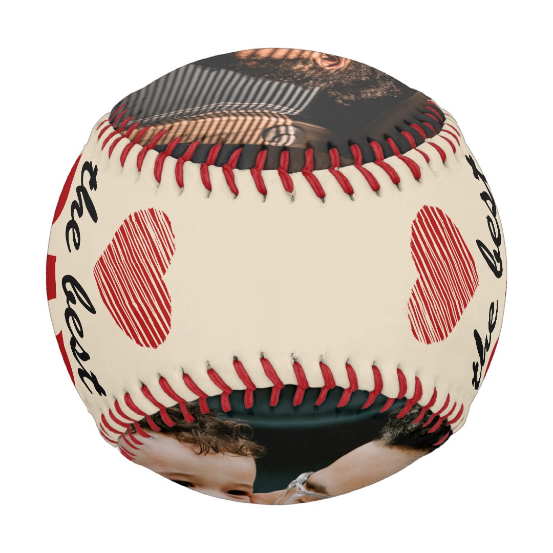 Best Dad Ever Red Heart Father`s Day 2 Photo Baseball