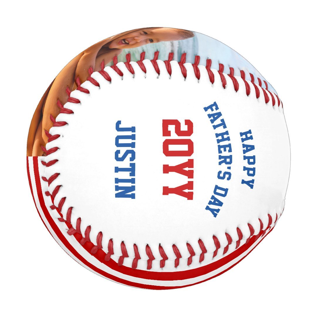 Best Dad Ever Personalized Red Blue White US Flag Baseball