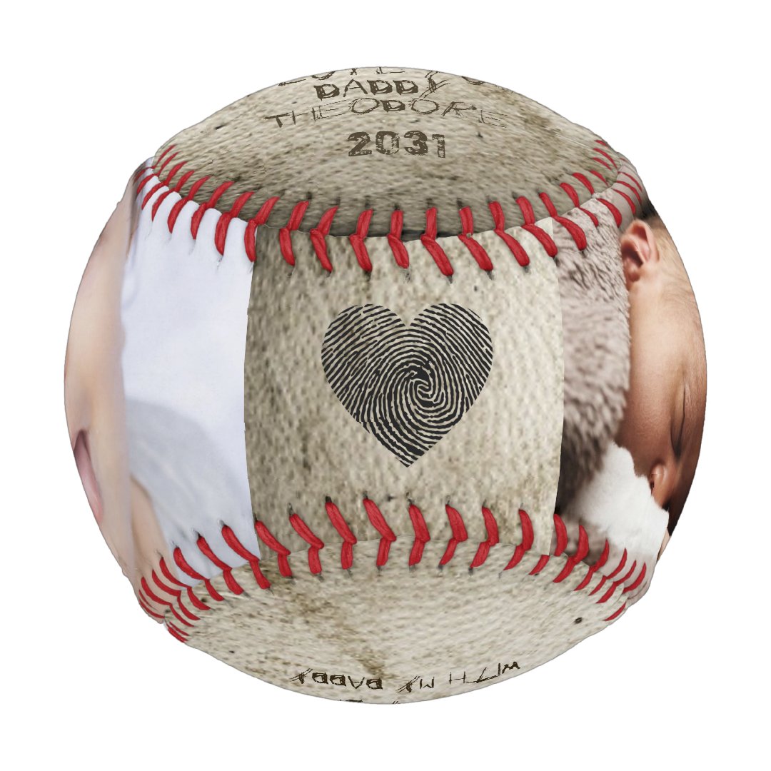 Happy 1st Fathers Day Daddy Photo Collage Keepsake Baseball And Softball