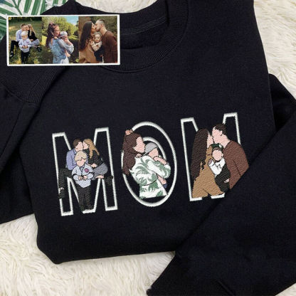 Custom Photo Portrait Embroidery Sweatshirt/Hoodie, Gift For Dad/Mama/Family