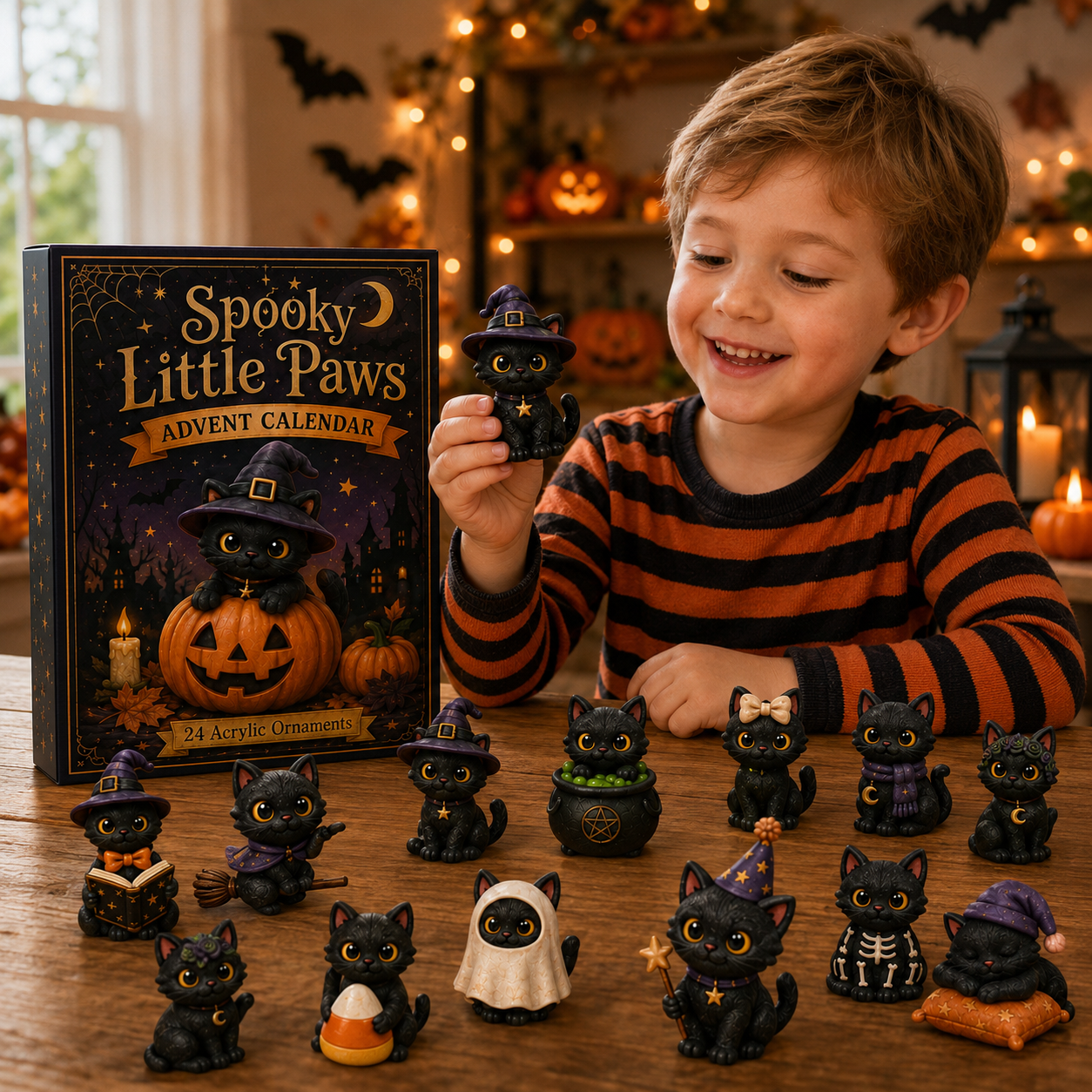 🎃HALLOWEEN KICKOFF 🌙 - Spooky Little Paws Advent Calendar 2026 - 24 Day Spirits Countdown, Acrylic Charms Blind Box - Gift For Cat Lover 🐈