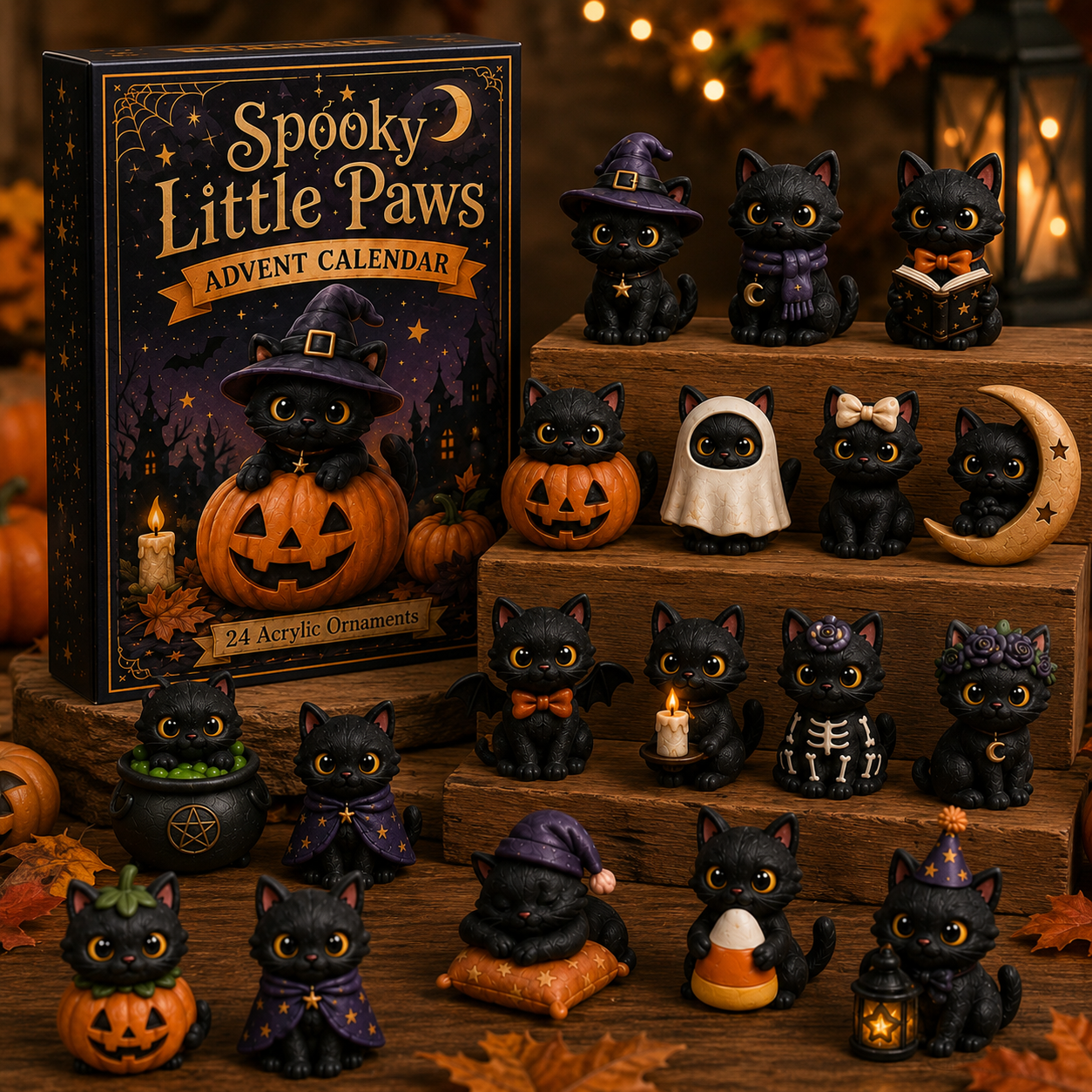 🎃HALLOWEEN KICKOFF 🌙 - Spooky Little Paws Advent Calendar 2026 - 24 Day Spirits Countdown, Acrylic Charms Blind Box - Gift For Cat Lover 🐈