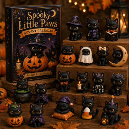 🎃HALLOWEEN KICKOFF 🌙 - Spooky Little Paws Advent Calendar 2026 - 24 Day Spirits Countdown, Acrylic Charms Blind Box - Gift For Cat Lover 🐈