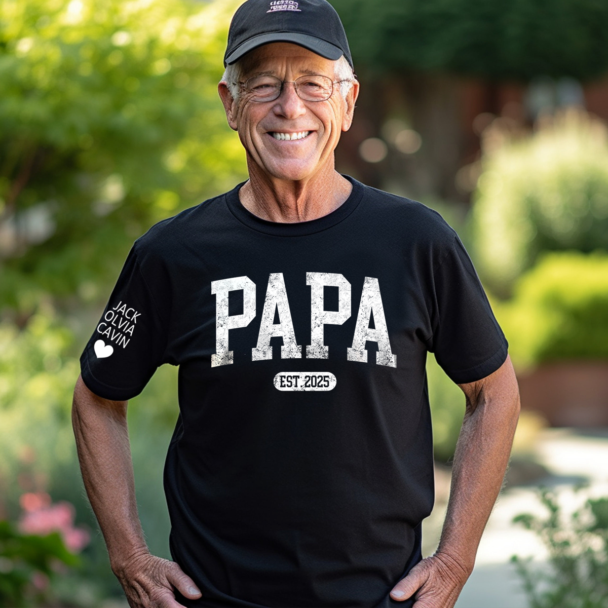 Personalized Papa Shirt With Est Year, Custom Dad Shirt, Gift for Papa, Papa with Est Date