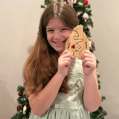 Personalized Wooden Bears Family, Bear Shaped Wood Puzzle with Custom Name- Gift for Mother's Day, Thanksgiving, Christmas