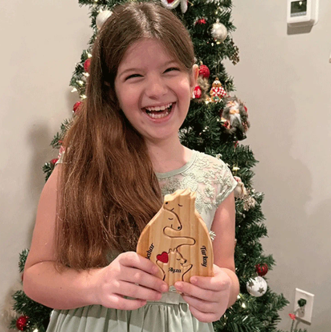 Personalized Wooden Bears Family, Bear Shaped Wood Puzzle with Custom Name- Gift for Mother's Day, Thanksgiving, Christmas