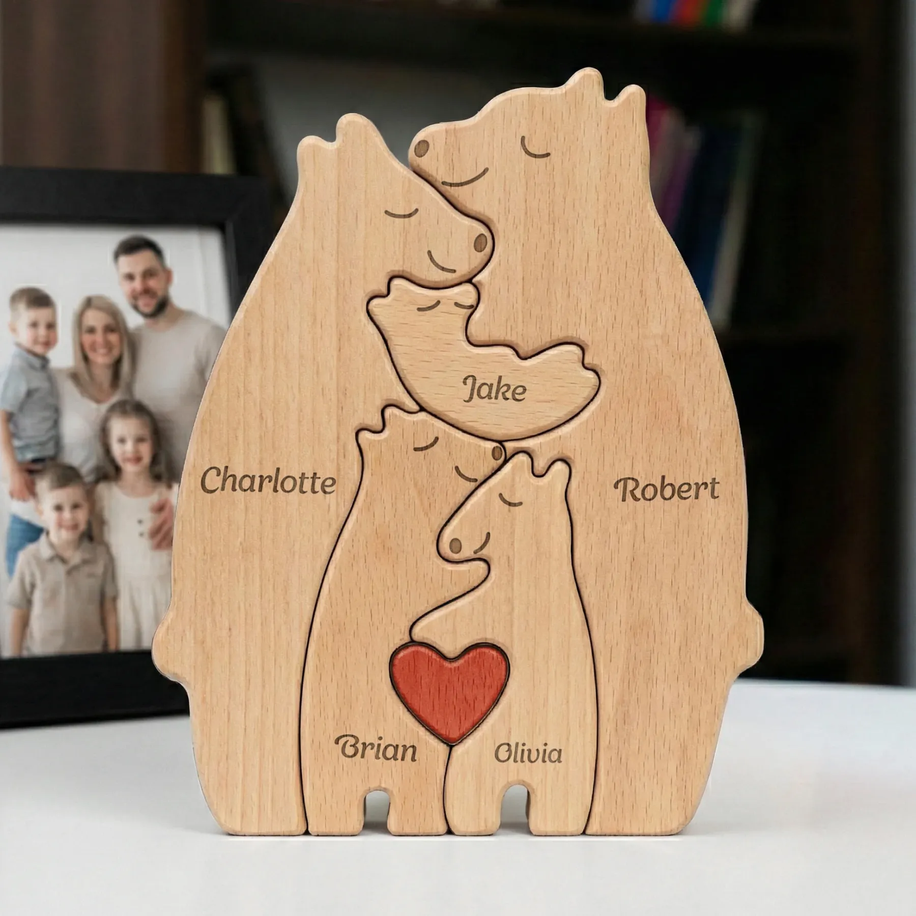 Personalized Wooden Bears Family, Bear Shaped Wood Puzzle with Custom Name- Gift for Mother's Day, Thanksgiving, Christmas
