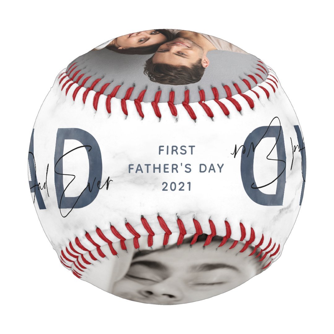 Dusty Blue Best Dad Ever First Fathers Day Photo Baseball And Softball