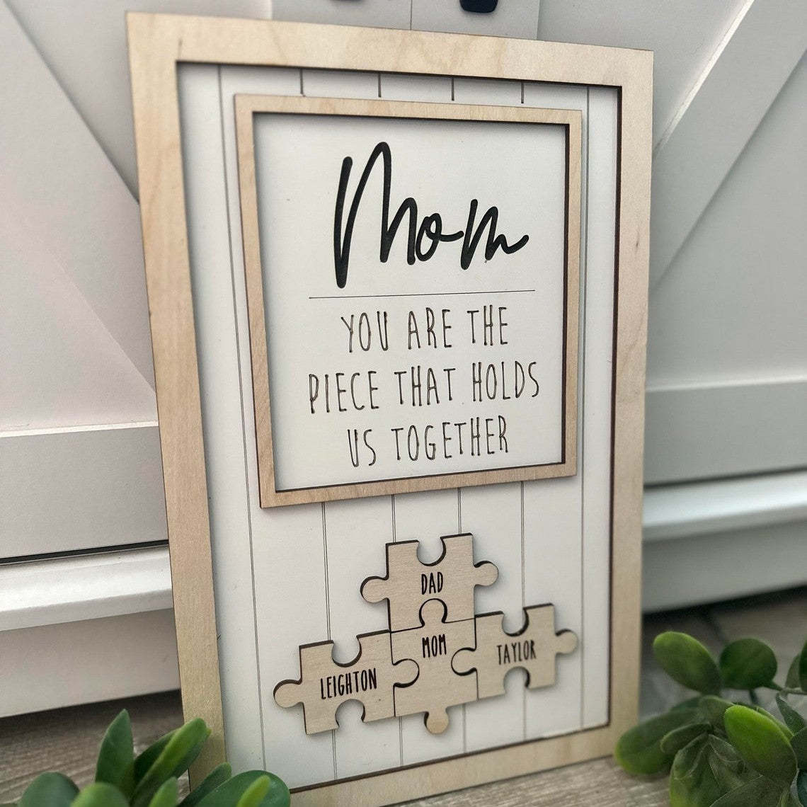 Mother's Day Wood Puzzle Sign Custom Gift For Mom
