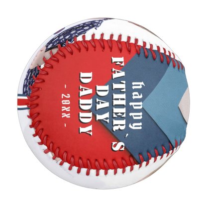 Happy Father`s Day Blue Red 2 Photo Collage Baseball And Softball