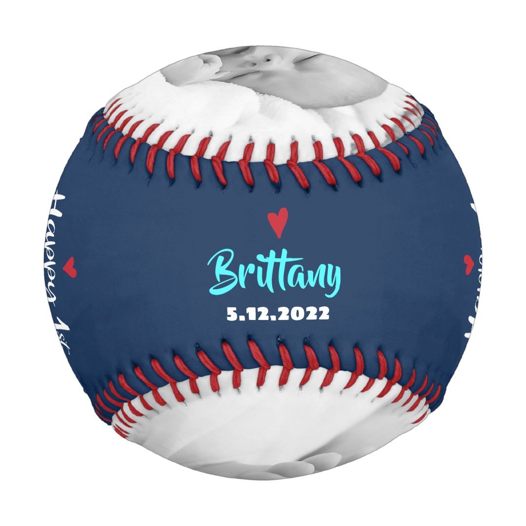 Happy 1st Father’s Day, Bold Typography, Aqua Navy Baseball And Softball