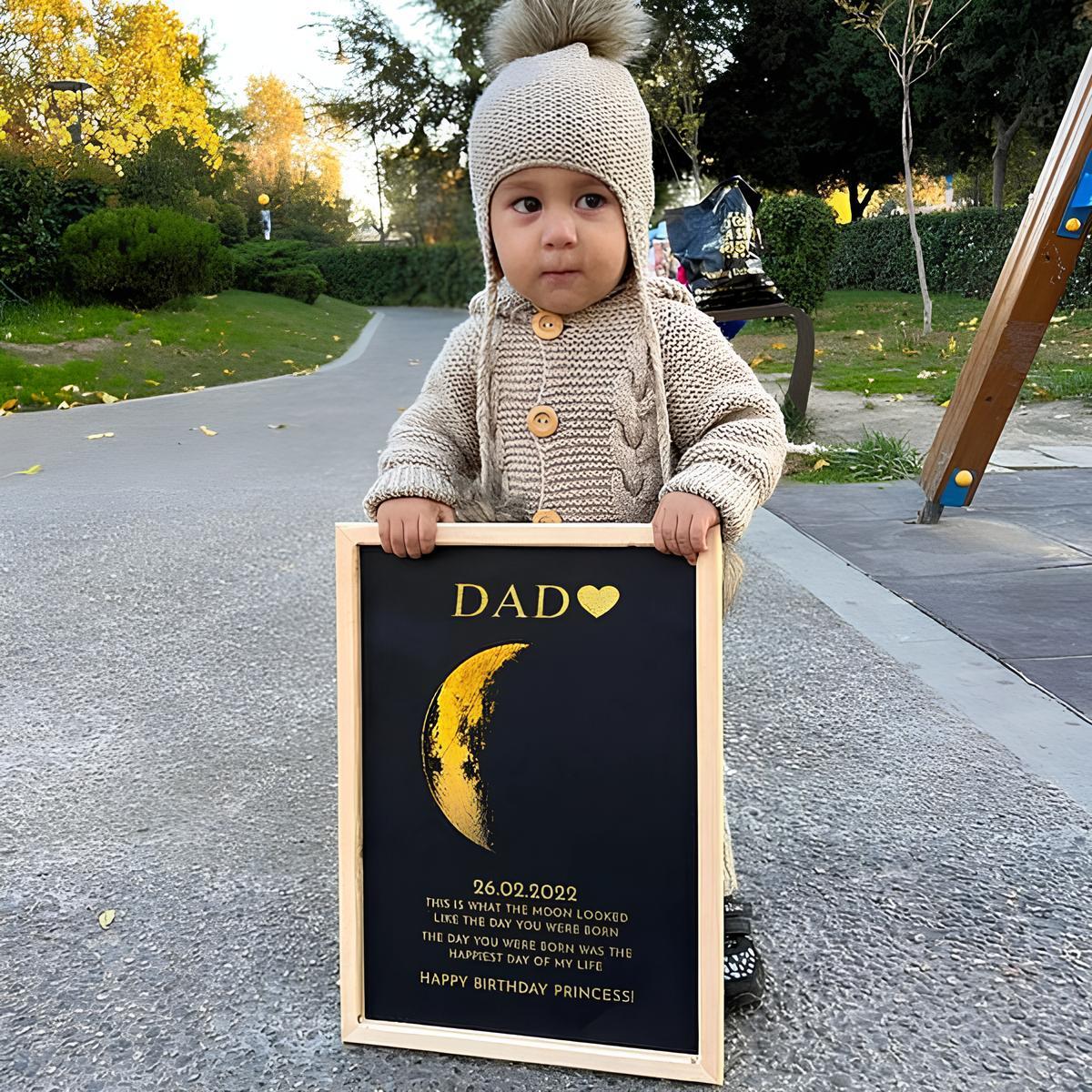 Custom Art Frame/ REAL MOON PHASE, Gifts For Dad/Mom/Couples