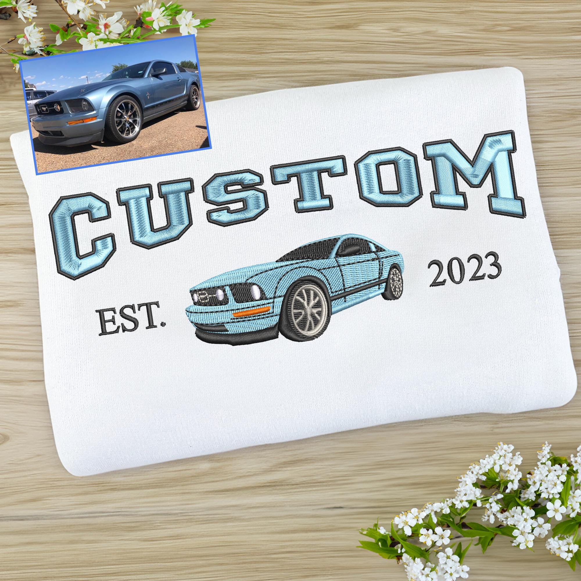 Embroidered Car Hoodie, Personalized Car Sweatshirt For Men