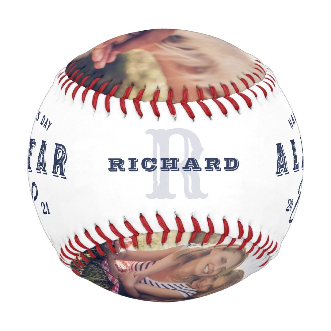 All Star Dad | Happy Father's Day Photo & Monogram Baseball And Softball