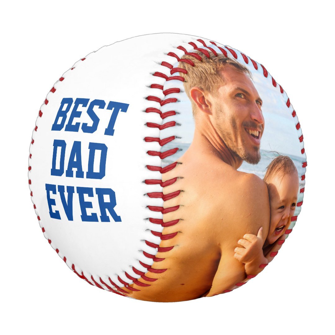 Best Dad Ever Personalized Red Blue White US Flag Baseball