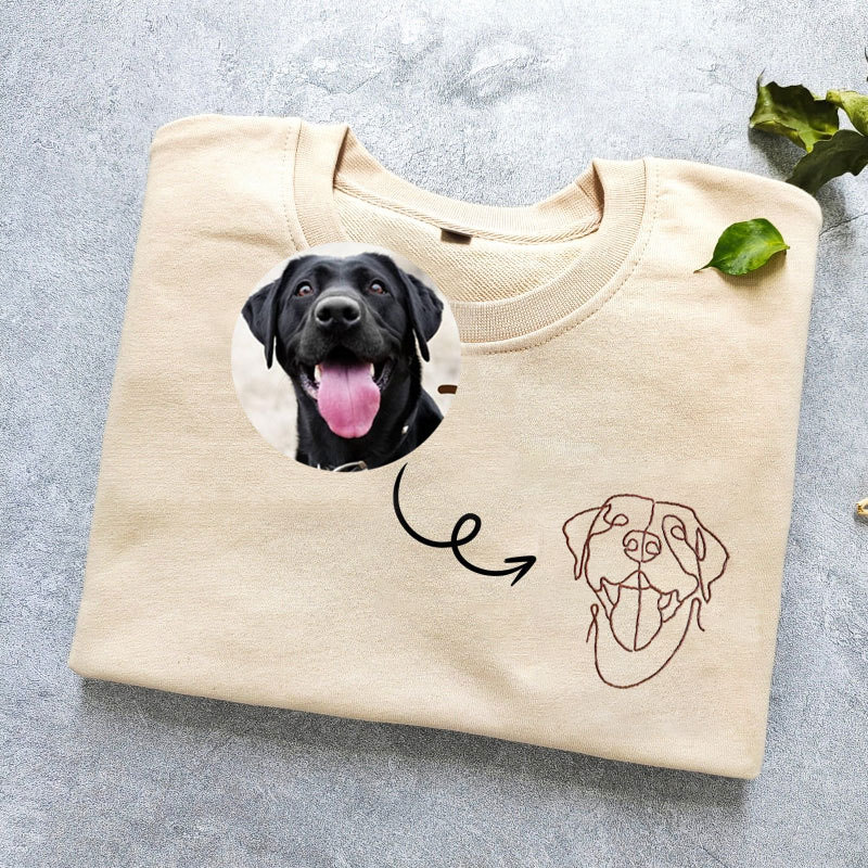Custom Embroidered Pets Hoodie,Personalised one-line Pet Sweatshirt