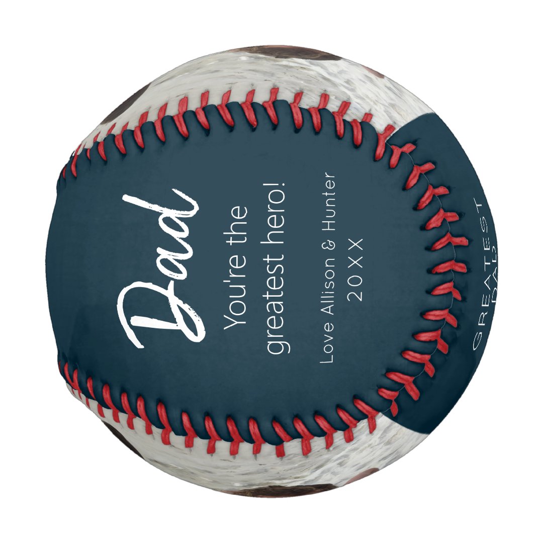 Modern Dad Kids Photo Navy Blue Personalized Baseball