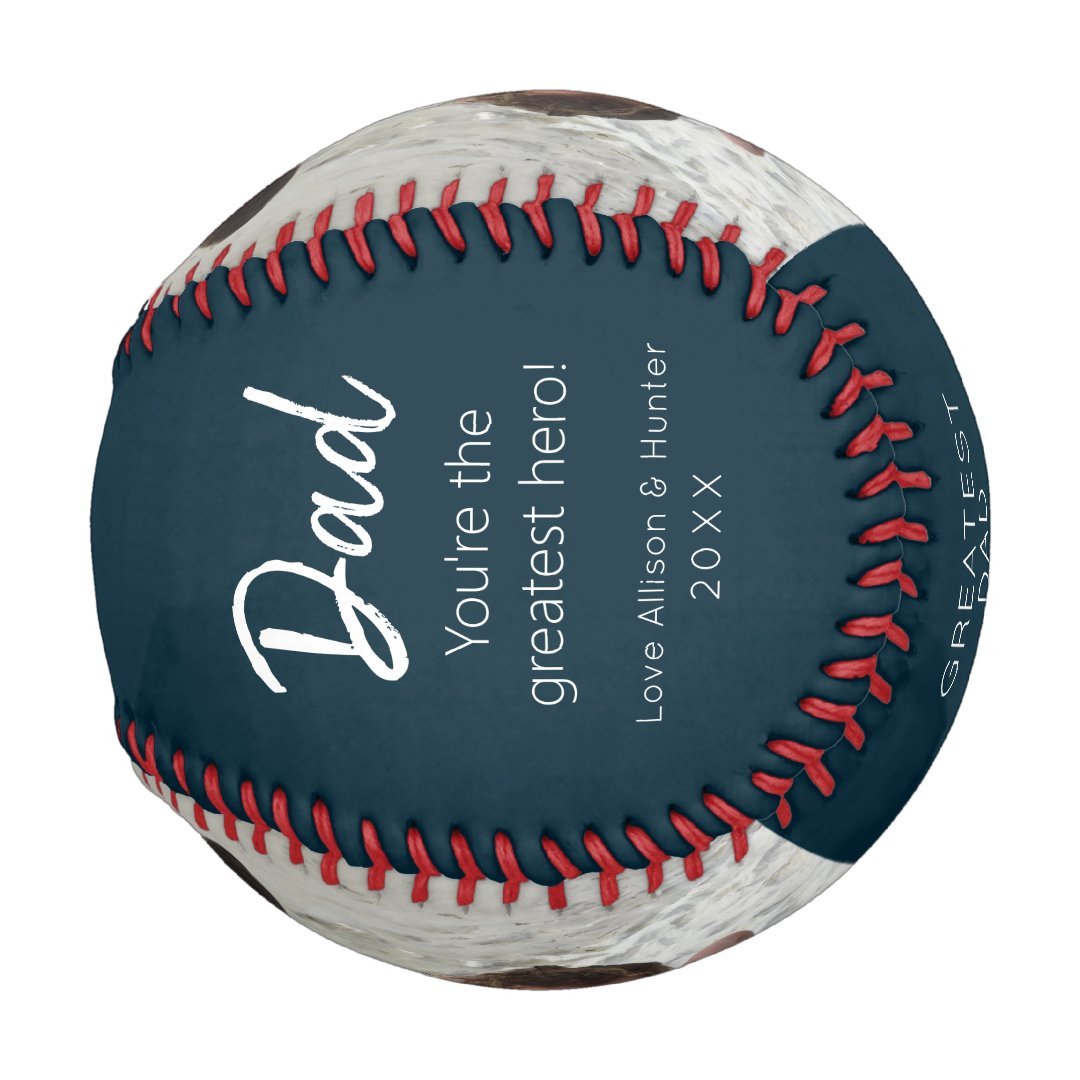 Modern Dad Kids Photo Navy Blue Personalized Baseball