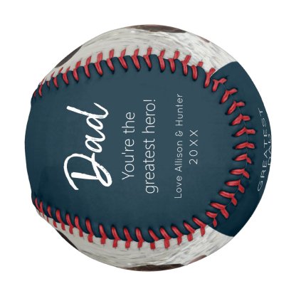 Modern Dad Kids Photo Navy Blue Personalized Baseball