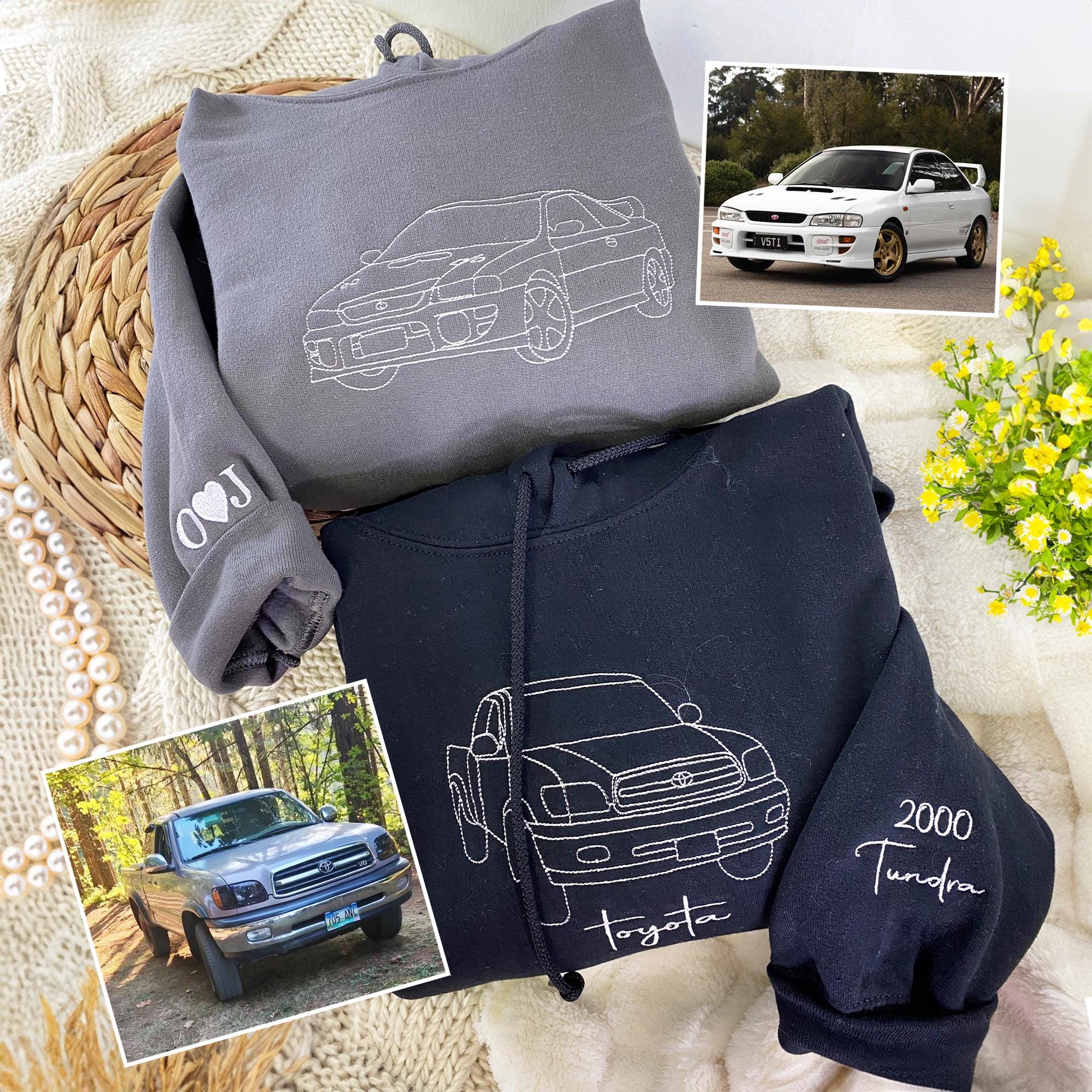 Embroidered Car Sweatshirt, Race Car Sweatshirt, Truck Sweatshirt
