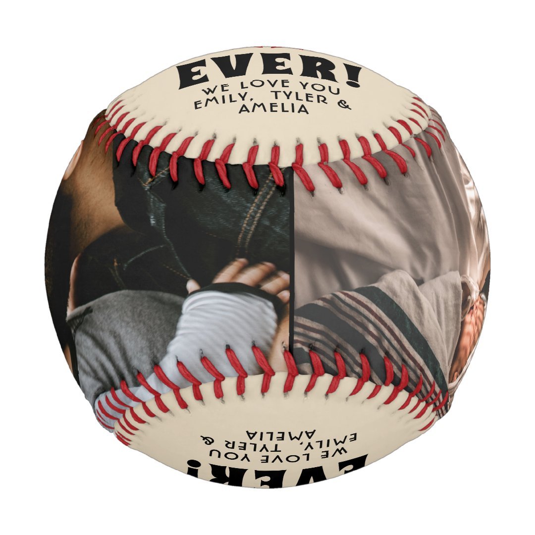 Best Dad Ever Red Heart Father`s Day 2 Photo Baseball