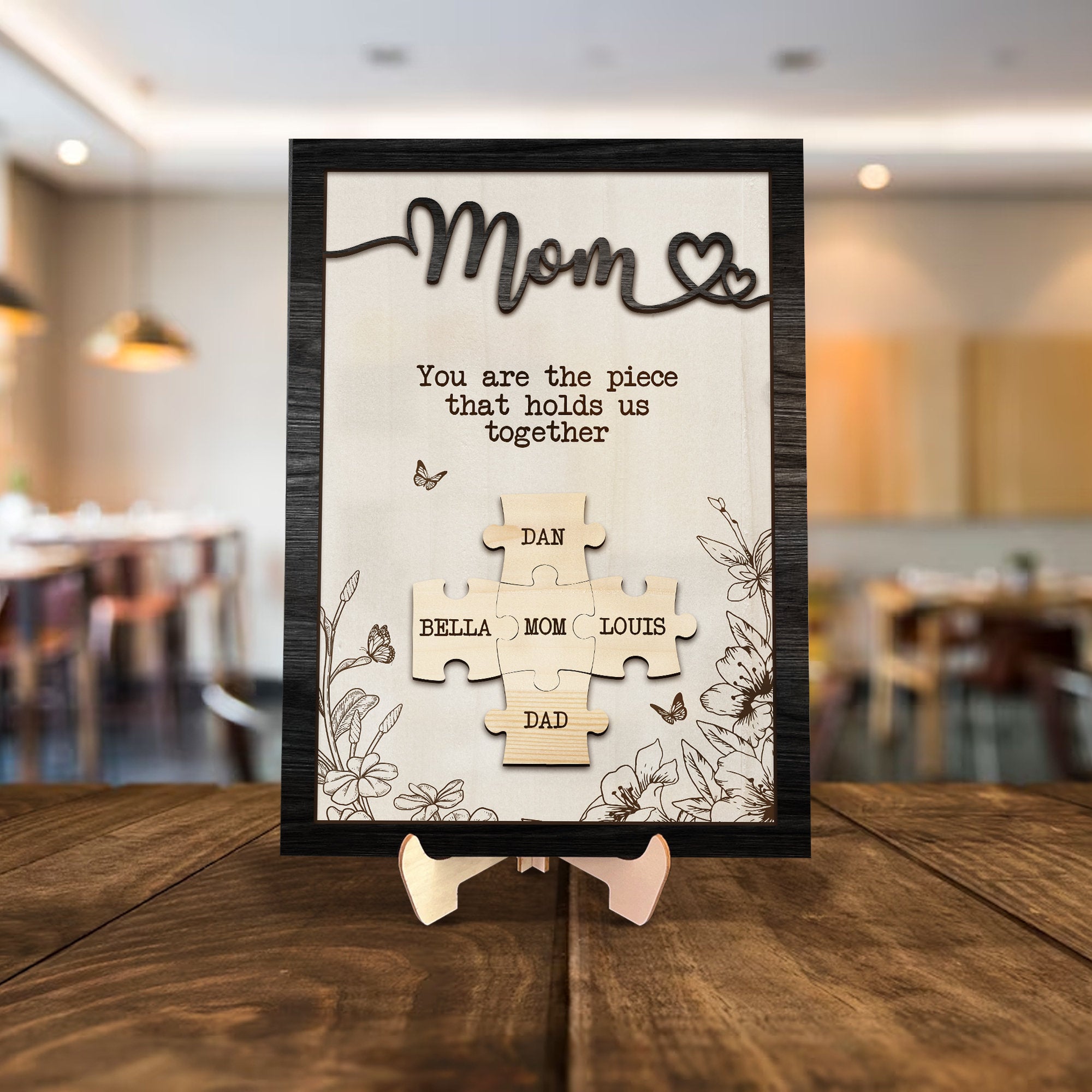Personalized Mom Puzzle Sign,Piece That Holds Us Together Mother's Day Gift