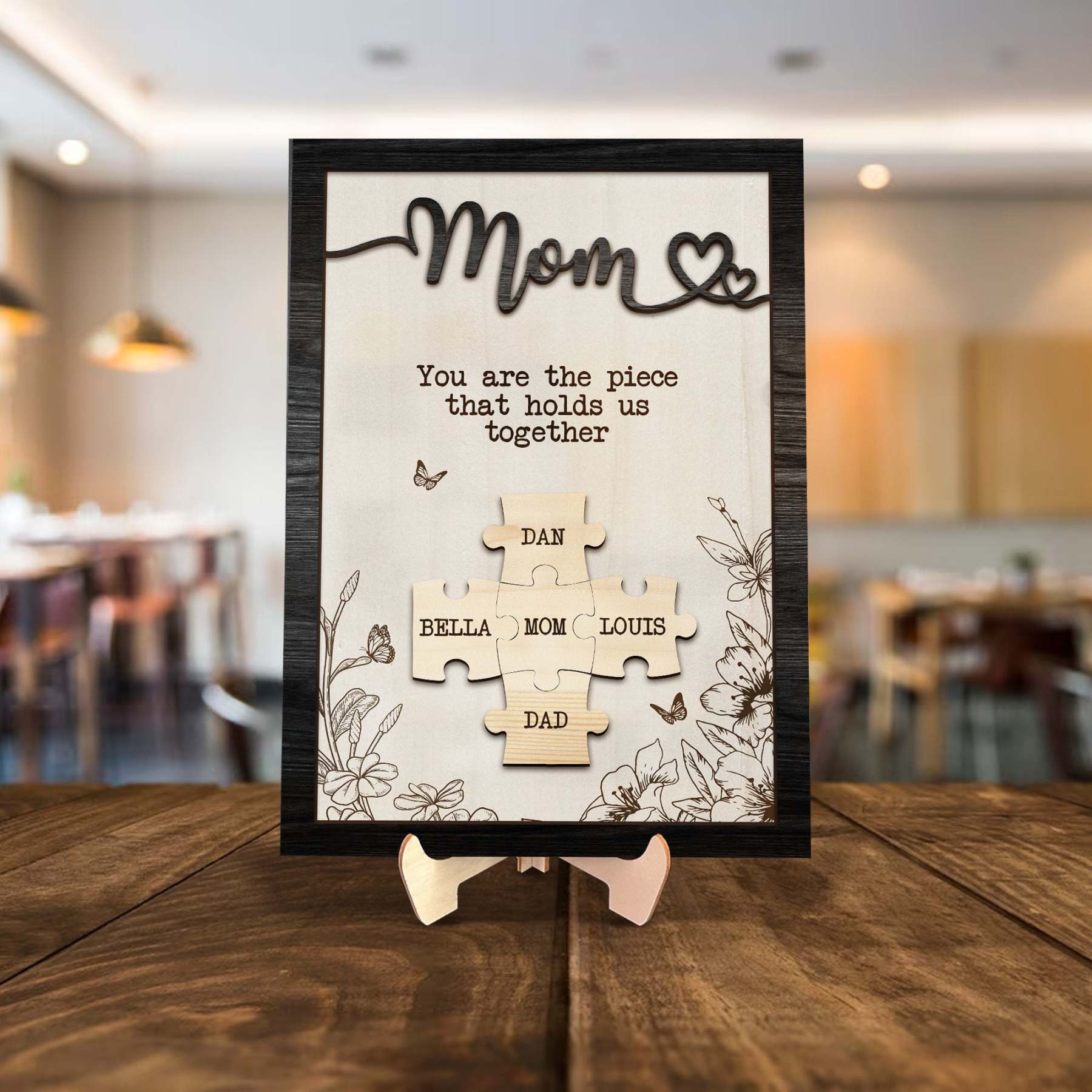 Personalized Mom Puzzle Sign,Piece That Holds Us Together Mother's Day Gift