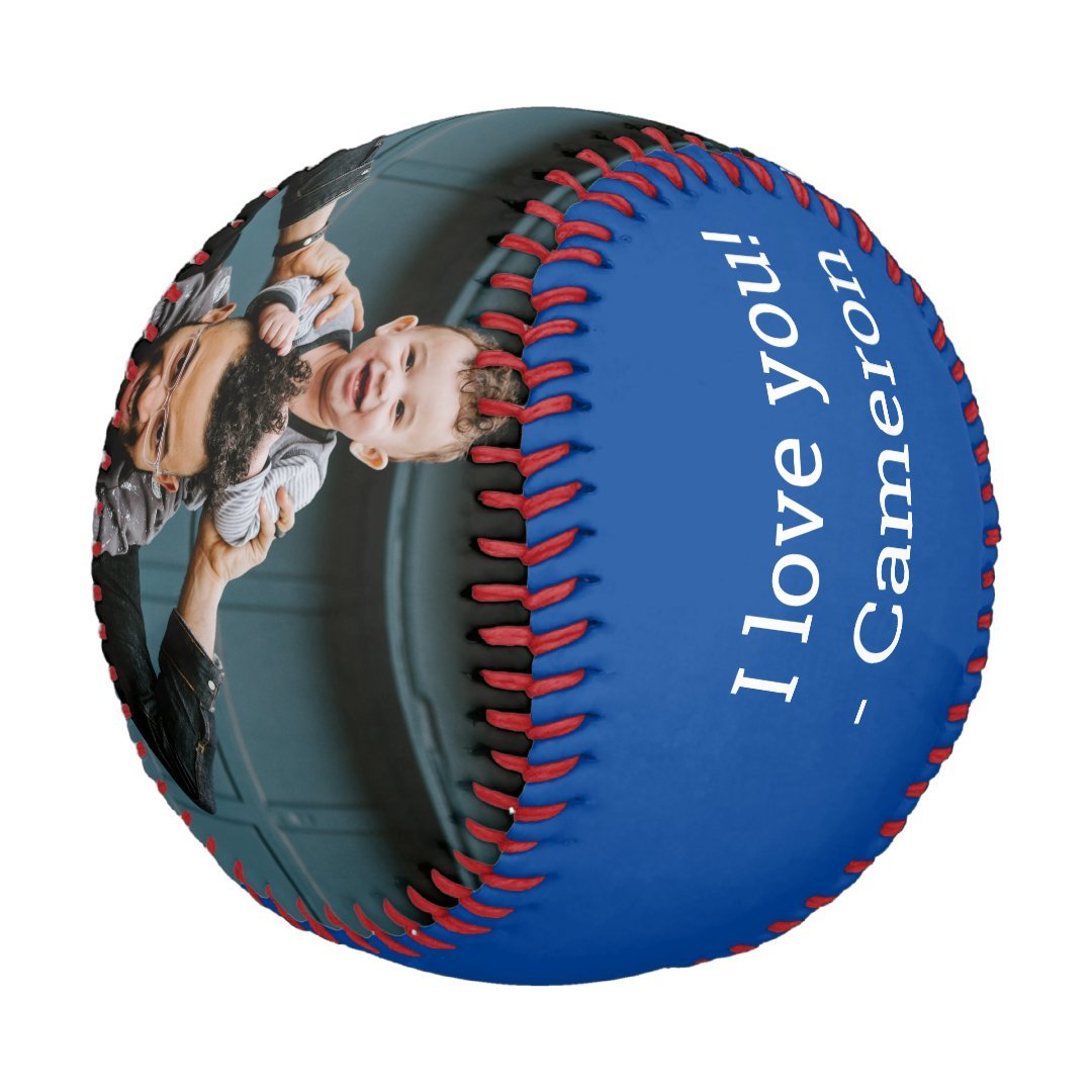 Best Dad EVER Typography Custom photos blue Baseball