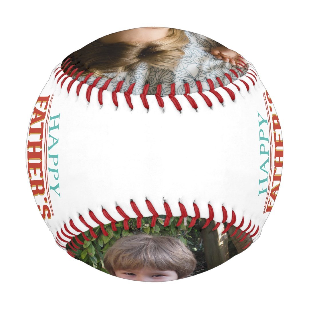 Custom Photo Happy Father's Day Papa Baseball And Softball