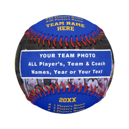 Team, The Best Partner!  Baseball Team Best Partner, Custom Photo Text Blue Gold Baseball And Softball