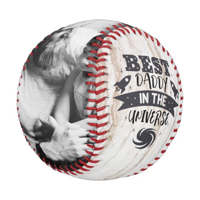 Personalized 2 Photo Best Daddy in the Universe Baseball