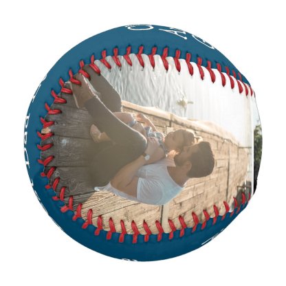 Modern Blue 3 Photo Best Dad Ever Baseball