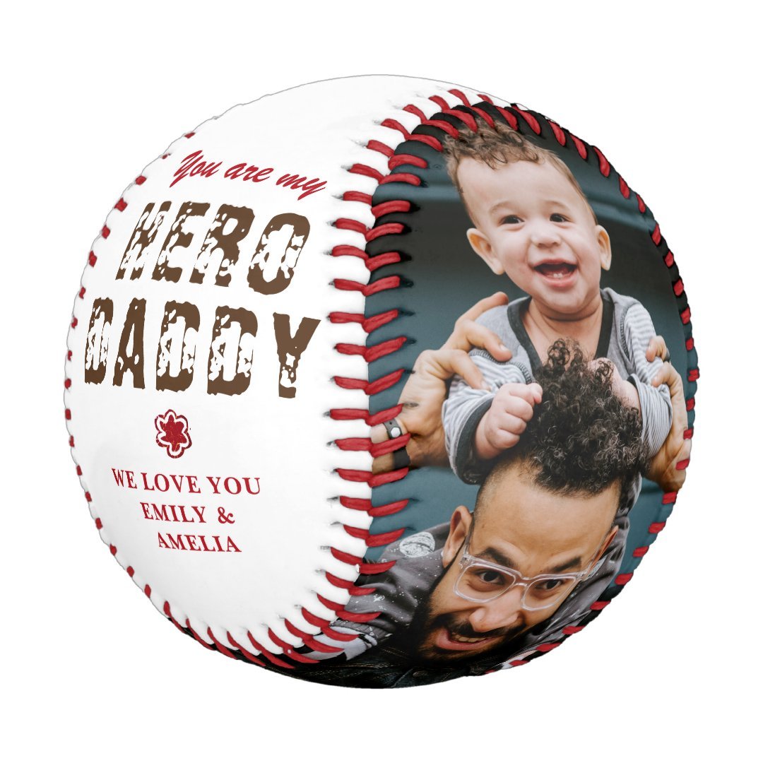 Hero Daddy Father`s Day 2 Photo Collage Baseball