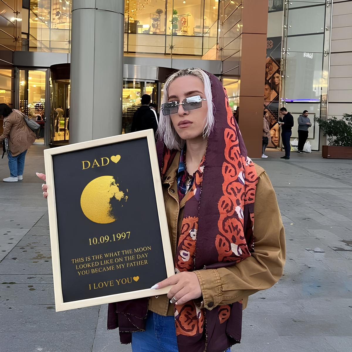 Custom Art Frame/ REAL MOON PHASE, Gifts For Dad/Mom/Couples