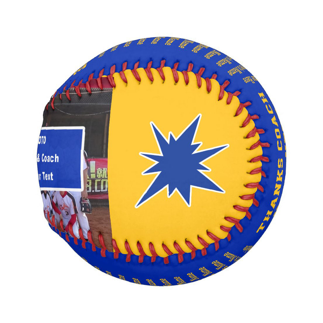 Team, The Best Partner!  Baseball Team Best Partner, Custom Photo Text Blue Gold Baseball And Softball