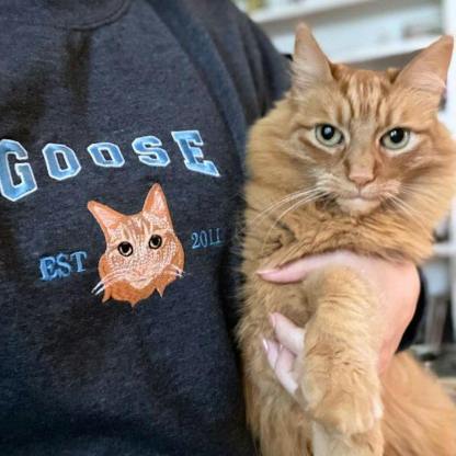Custom Premium Handcrafted Pet Photo Embroidery with Pet Name T-shirt Sweatshirt Hoodie