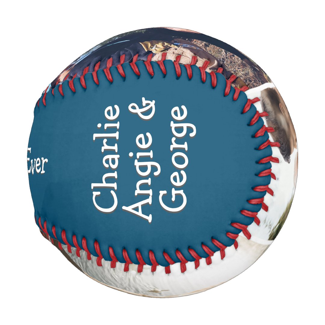 Modern Blue 3 Photo Best Dad Ever Baseball