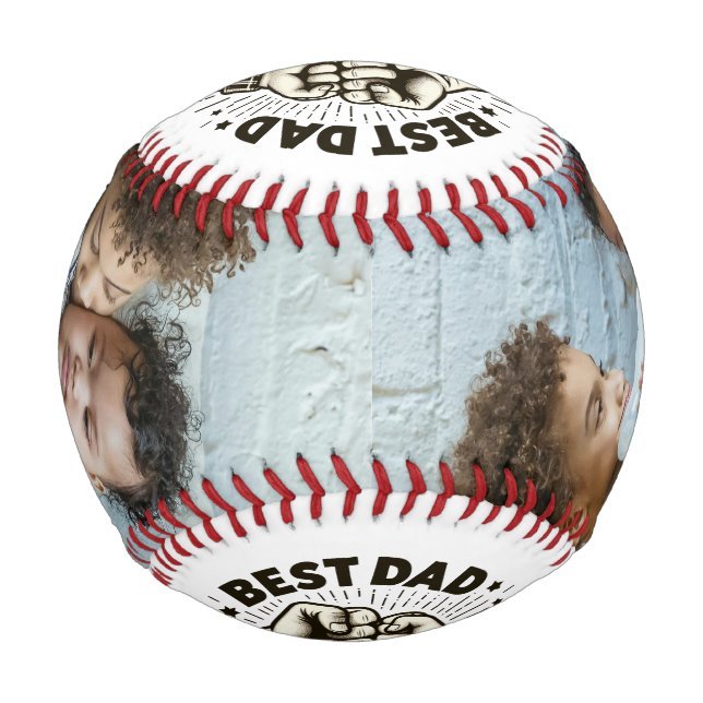 Fist Pump Best Dad Ever Personalized 2 Photo Baseball
