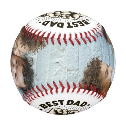 Fist Pump Best Dad Ever Personalized 2 Photo Baseball