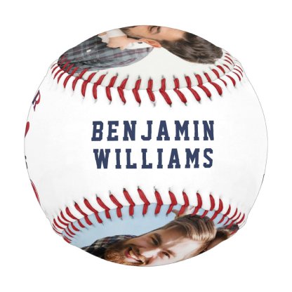 All Star Dad Photo Monogram Baseball