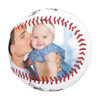 Happy Father's Day 2 Photo Brush Script Baseball And Softball