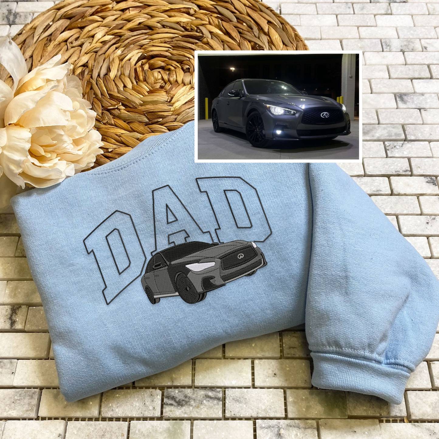 Custom Car Picture Embroidered Sweatshirt