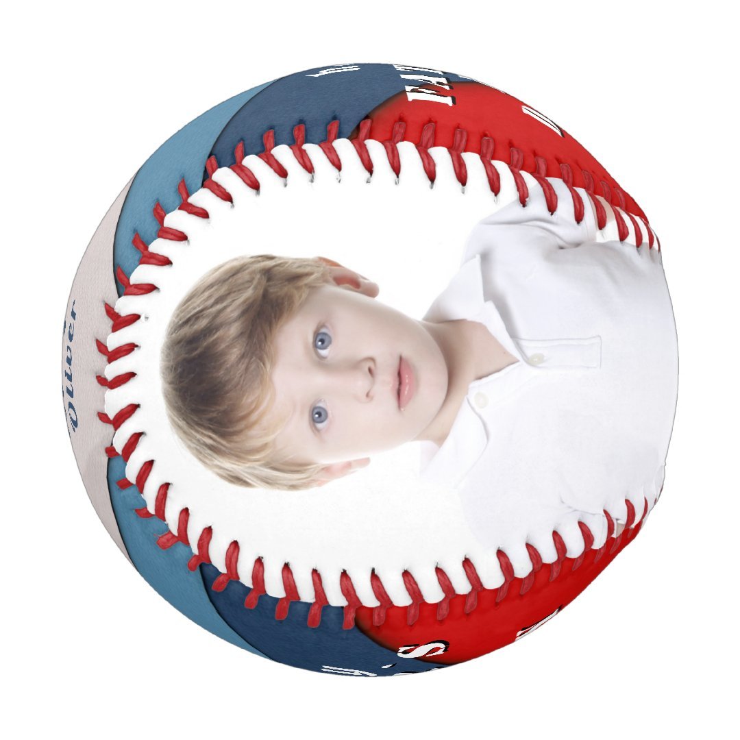 Happy Father`s Day Blue Red 2 Photo Collage Baseball And Softball