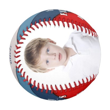 Happy Father`s Day Blue Red 2 Photo Collage Baseball And Softball