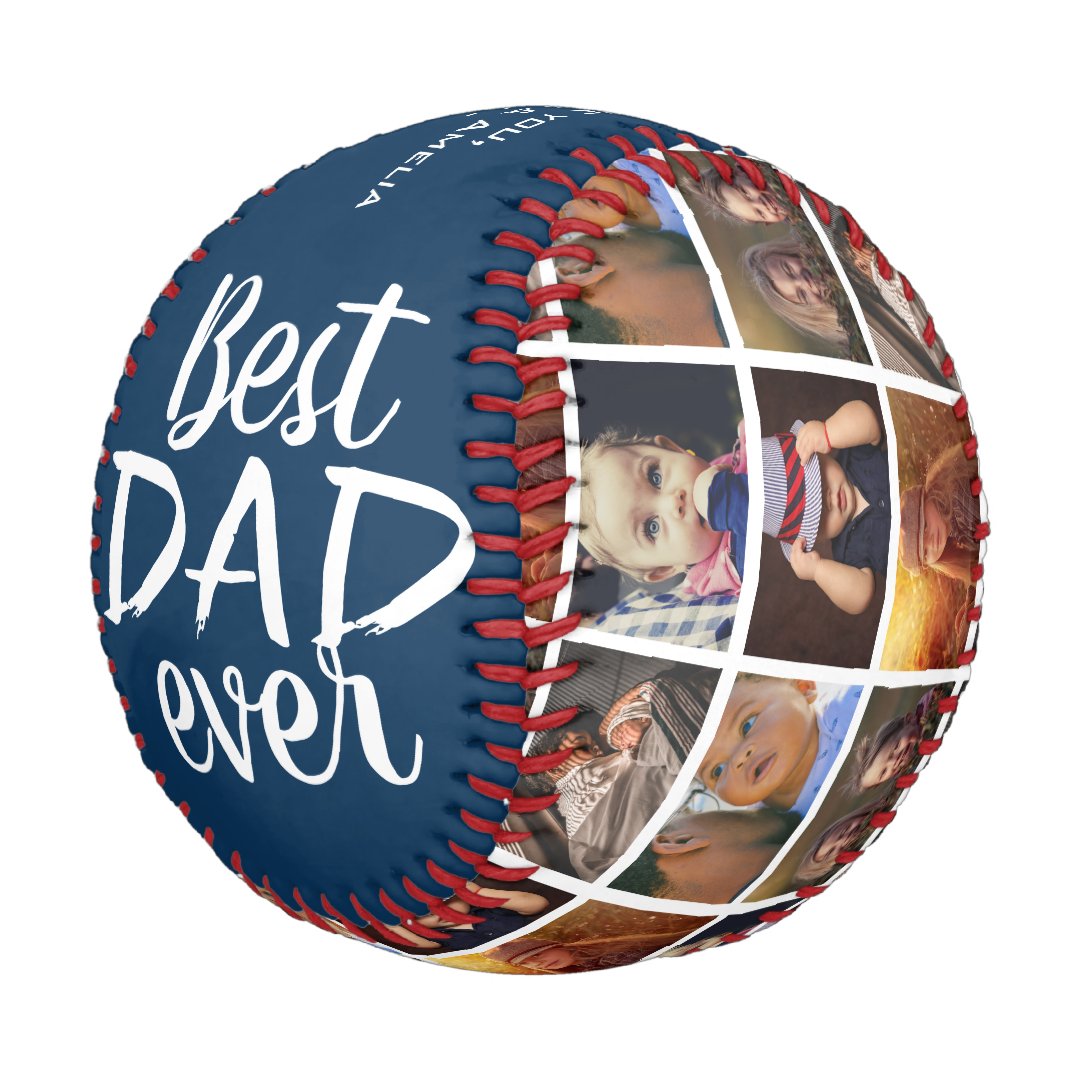Best Dad Ever Blue 6 Photo Collage Baseball